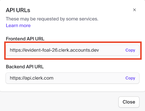 Clerk Frontend API URL