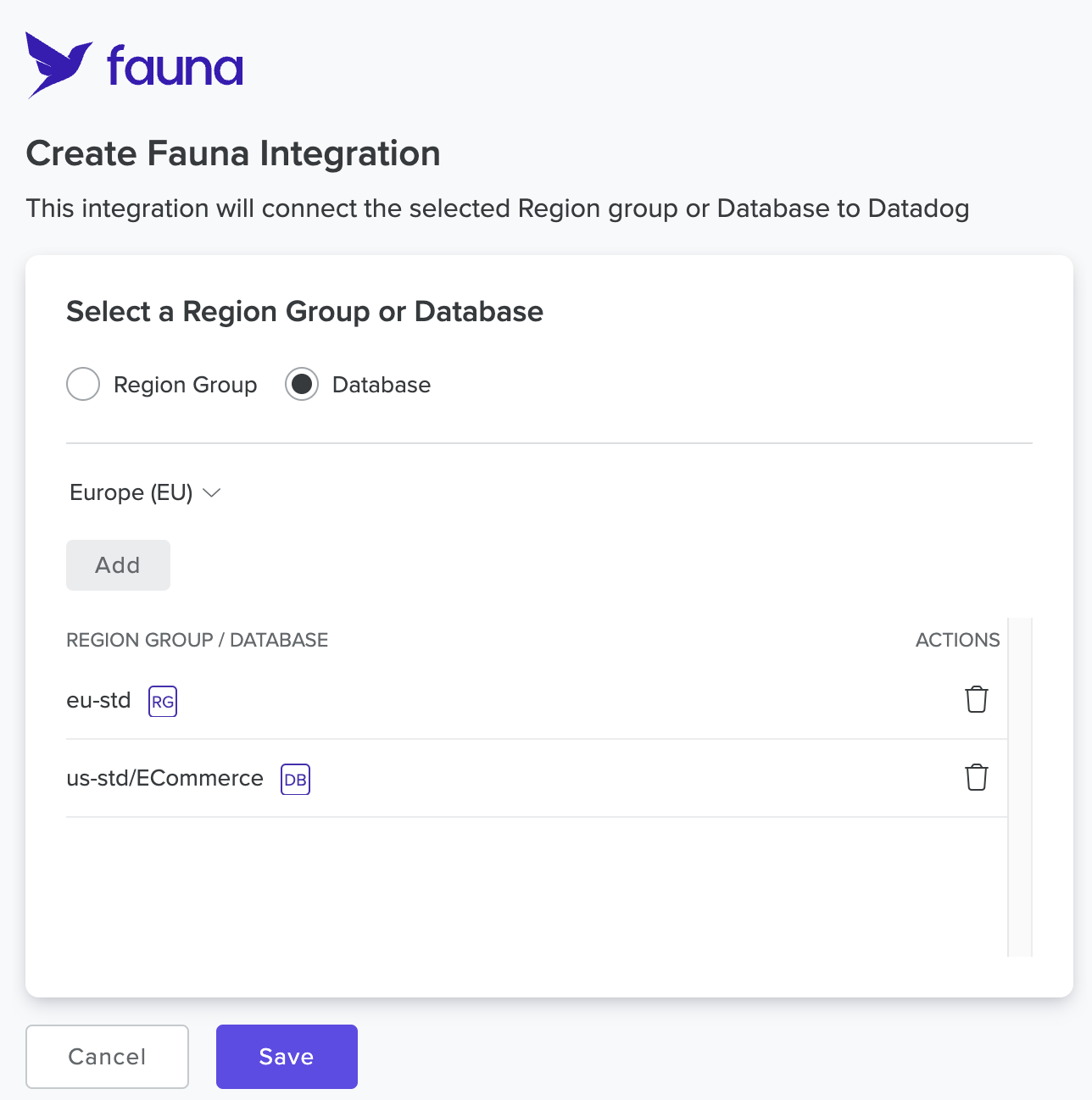 Create Fauna integration page