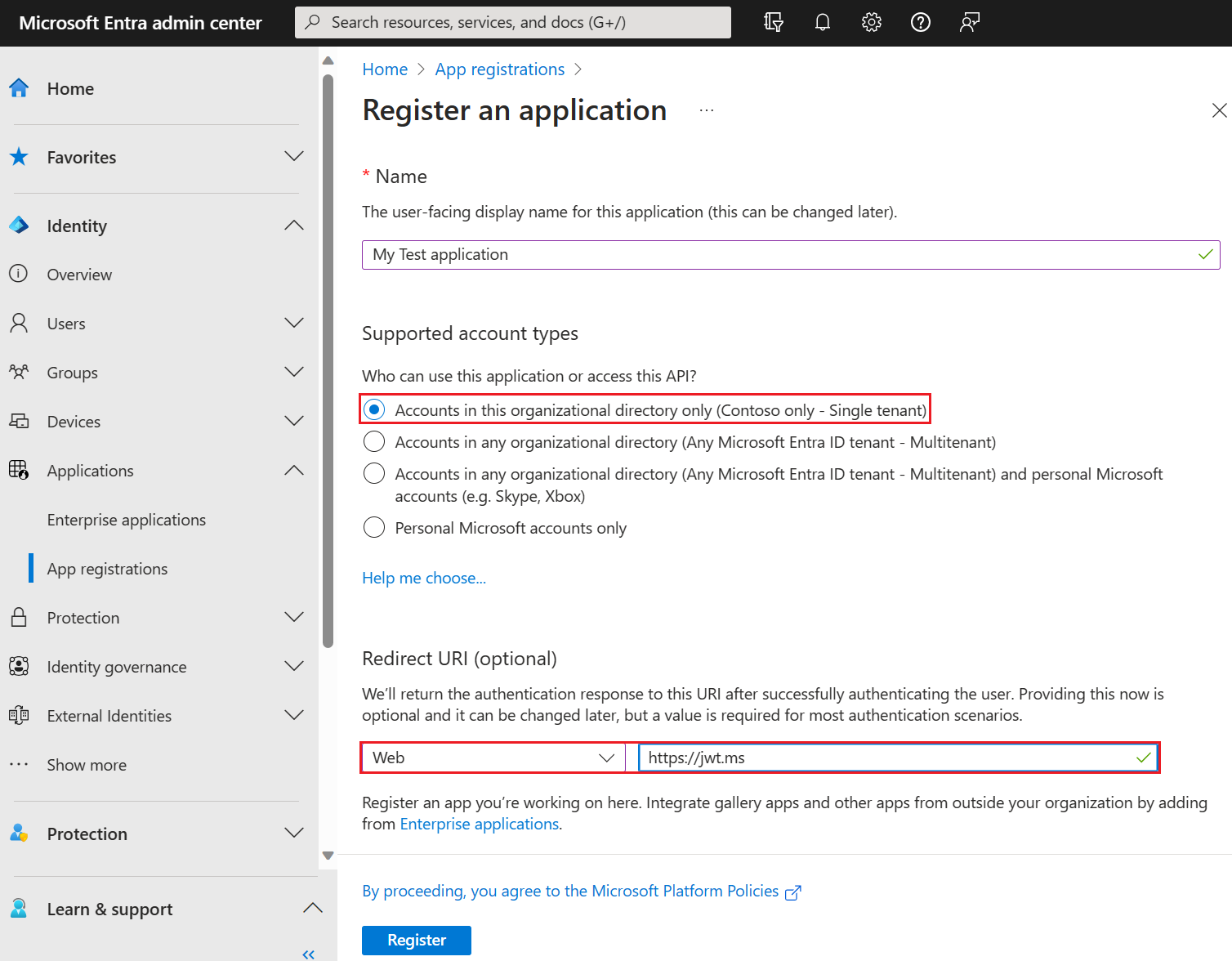 Register Test Web Application